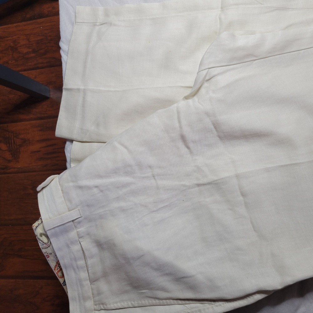 Tommy Bahama Mens Cream Straight Leg Trousers Lyocell Linen 38x32